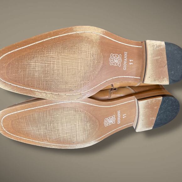 Men's Sz 11 GIOVANNI Edison Light Cognac Brown Leather Tweed Button Spat Boots - Picture 11 of 13